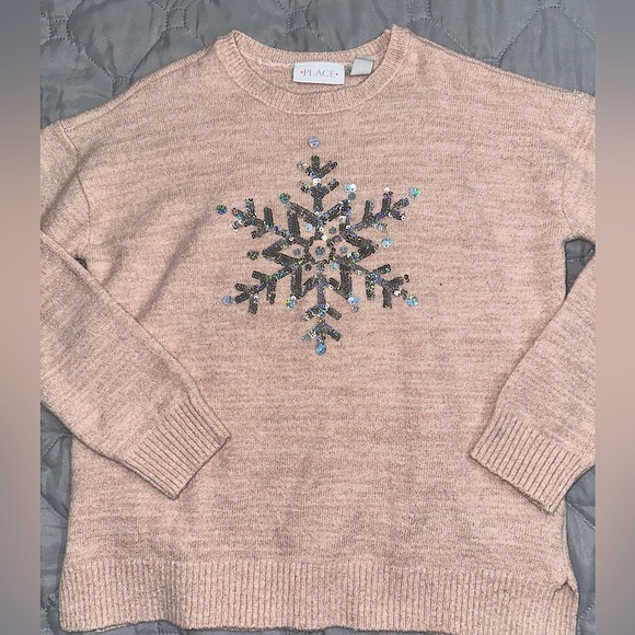 Children’s Place-Girls Sequin Snowflake Sweater| Size 10/12 - Picture 1 of 5